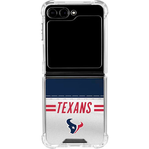 NFL Houston Texans White Striped Galaxy Z Flip6 Clear Case